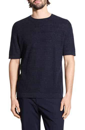 Theory Kolben Short Sleeve Linen & Cotton Blend Crewneck Sweater