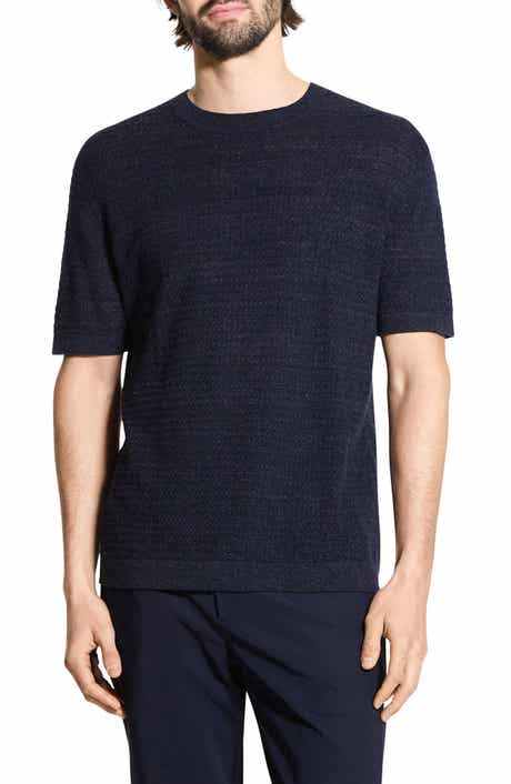 Theory Kolben Short Sleeve Linen & Cotton Blend Crewneck Sweater