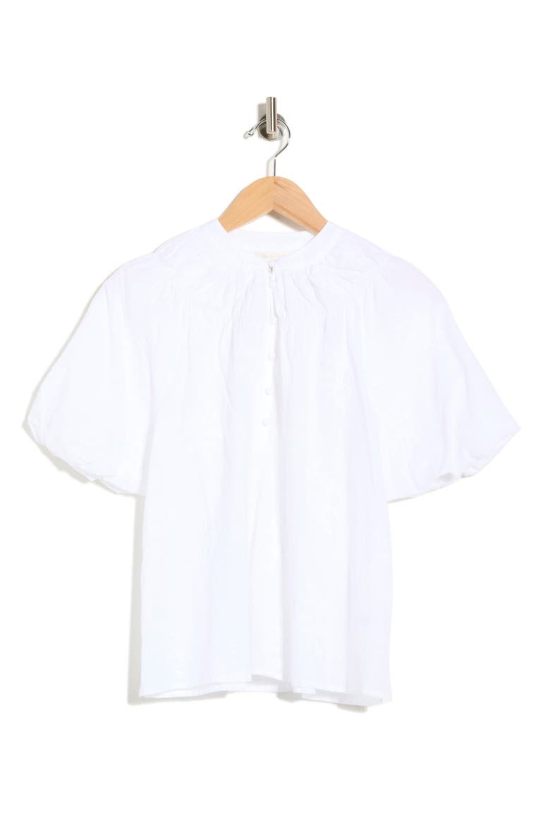 Embroidered Puff Sleeve Top, Alternate, color, WHITE