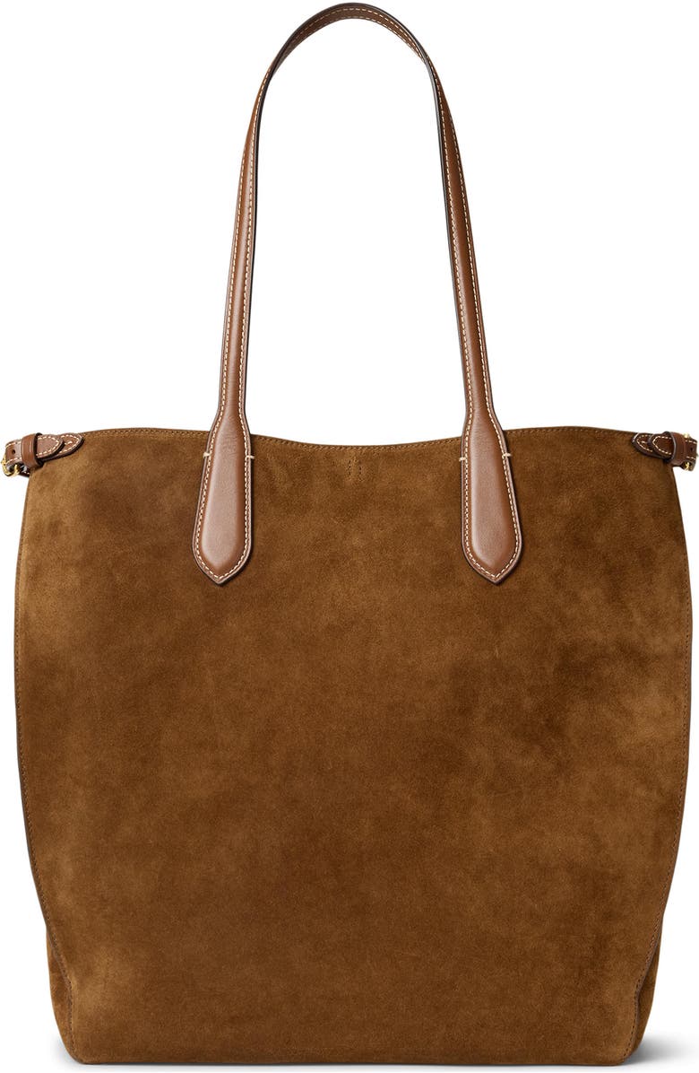 Polo Ralph Lauren Bellport Suede Tote Bag, Alternate, color, Cuoio
