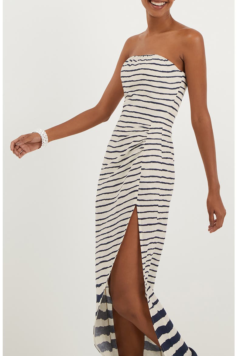 Symphonie Strapless Linen Blend Cover-Up Dress, Alternate, color, MULTI