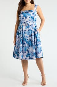 Tahari ASL Floral Print Belted Sleeveless Dress