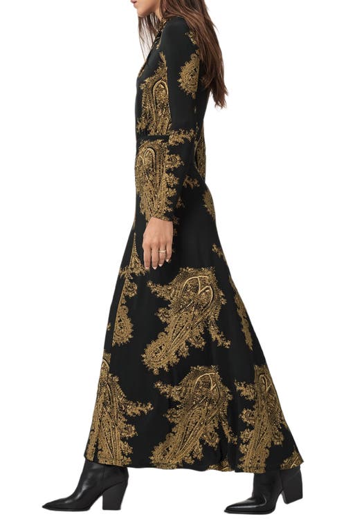 Allsaints Mina Twist Front Long Sleeve Maxi Dress In Multi