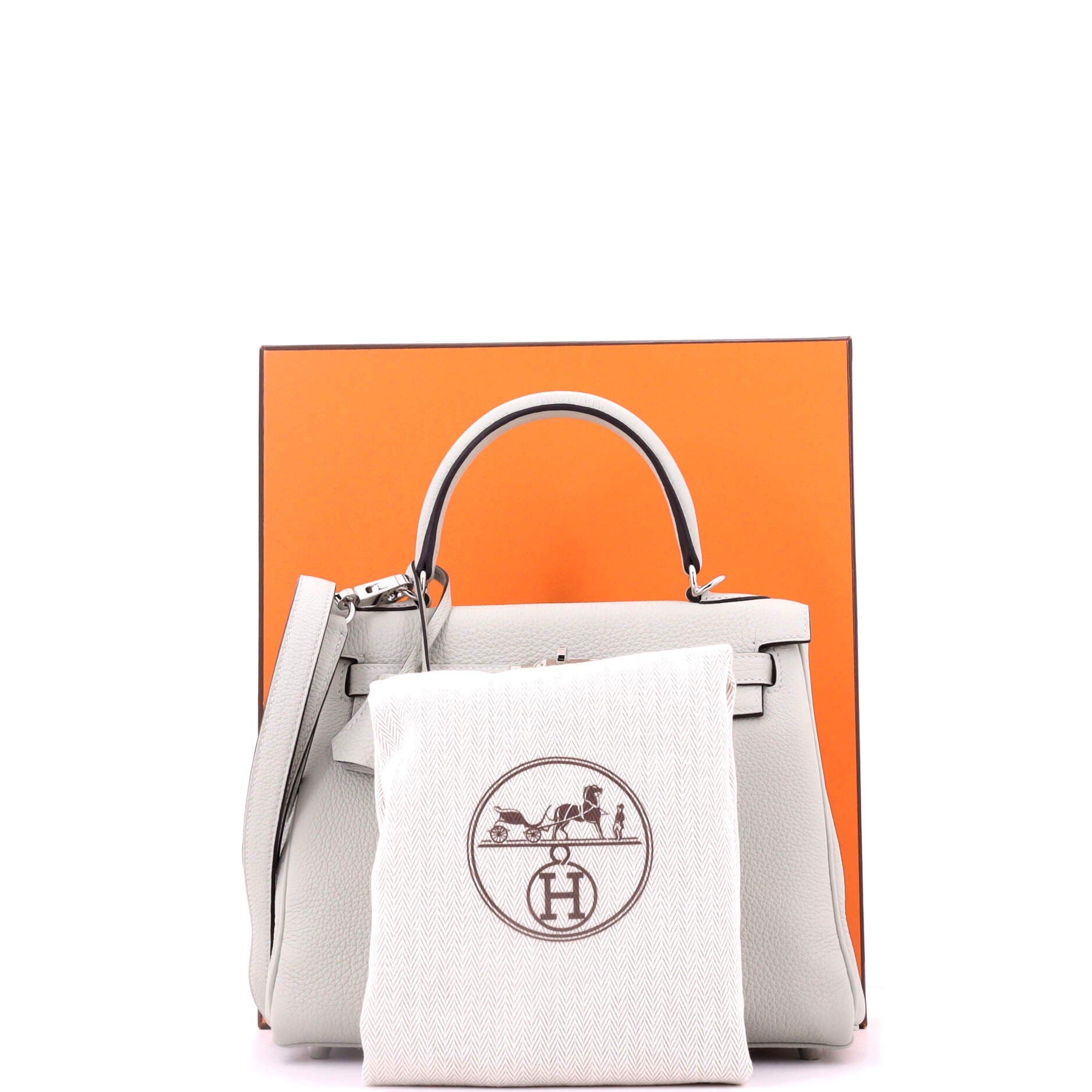 Pre-Owned Hermes Kelly Handbag Grey Togo with Palladium Hardware 25, Alternate, color, Gris Neve