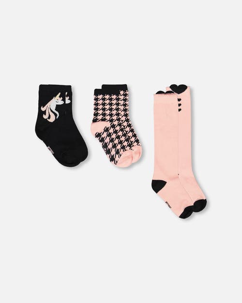 Deux Par Deux Girl 3-pack Knit Socks In Pink