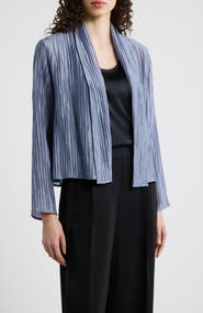 Eileen Fisher High Collar Tie Waist Jacket