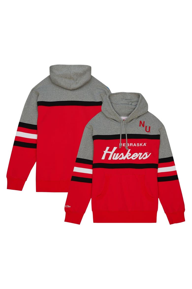 Men's Mitchell & Ness Red Nebraska Huskers Head Coach Pullover Hoodie, Main, color, Red