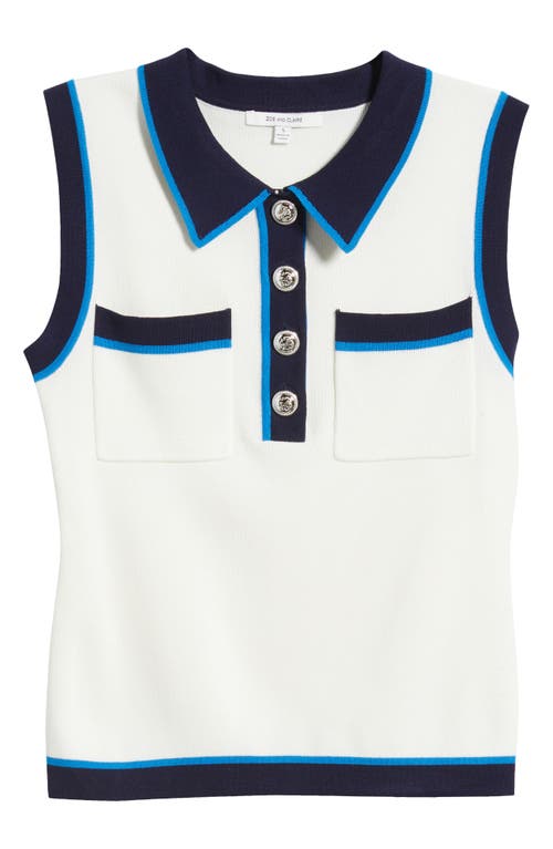 Shop Zoe And Claire Tipped Sleeveless Polo Sweater