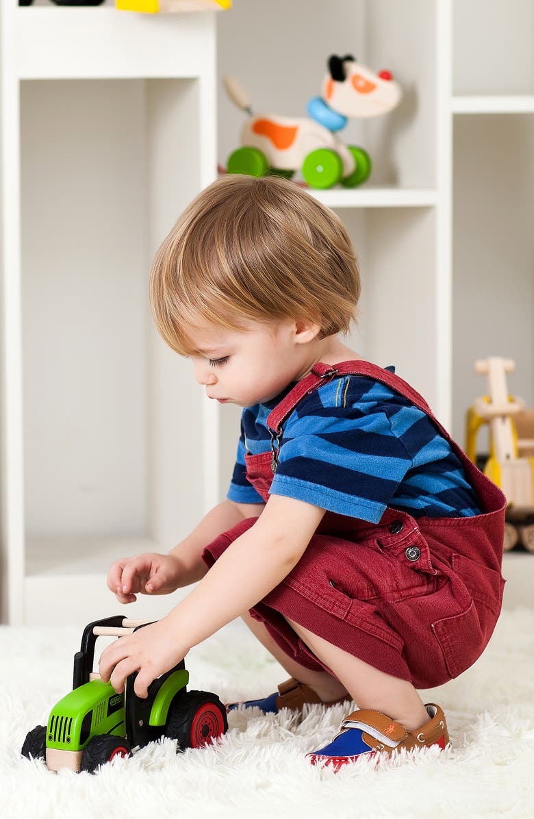 Pintoy Wood Toy Tractor with Trailer, Alternate, color, Green