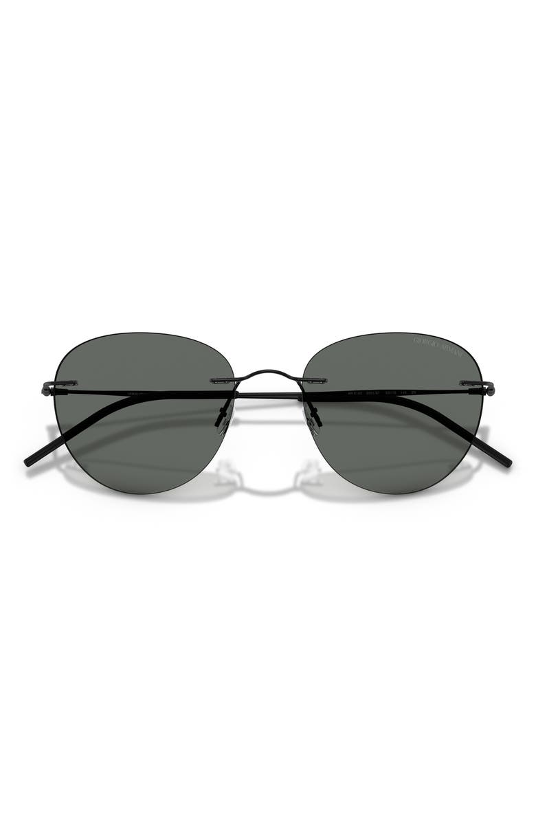 ARMANI 53mm Round Sunglasses, Alternate, color, Matte Black / Dark Grey