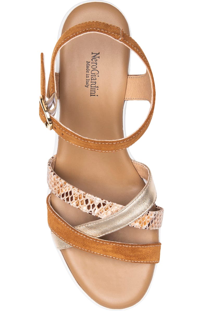 NeroGiardini Mixed Media Strappy Wedge Sandal, Alternate, color,