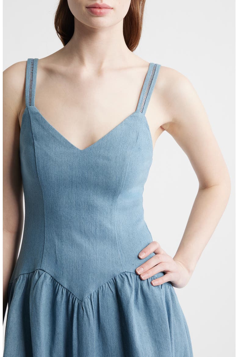 Eyelet Detail Sleeveless Midi Dress, Alternate, color, LIGHT BLUE
