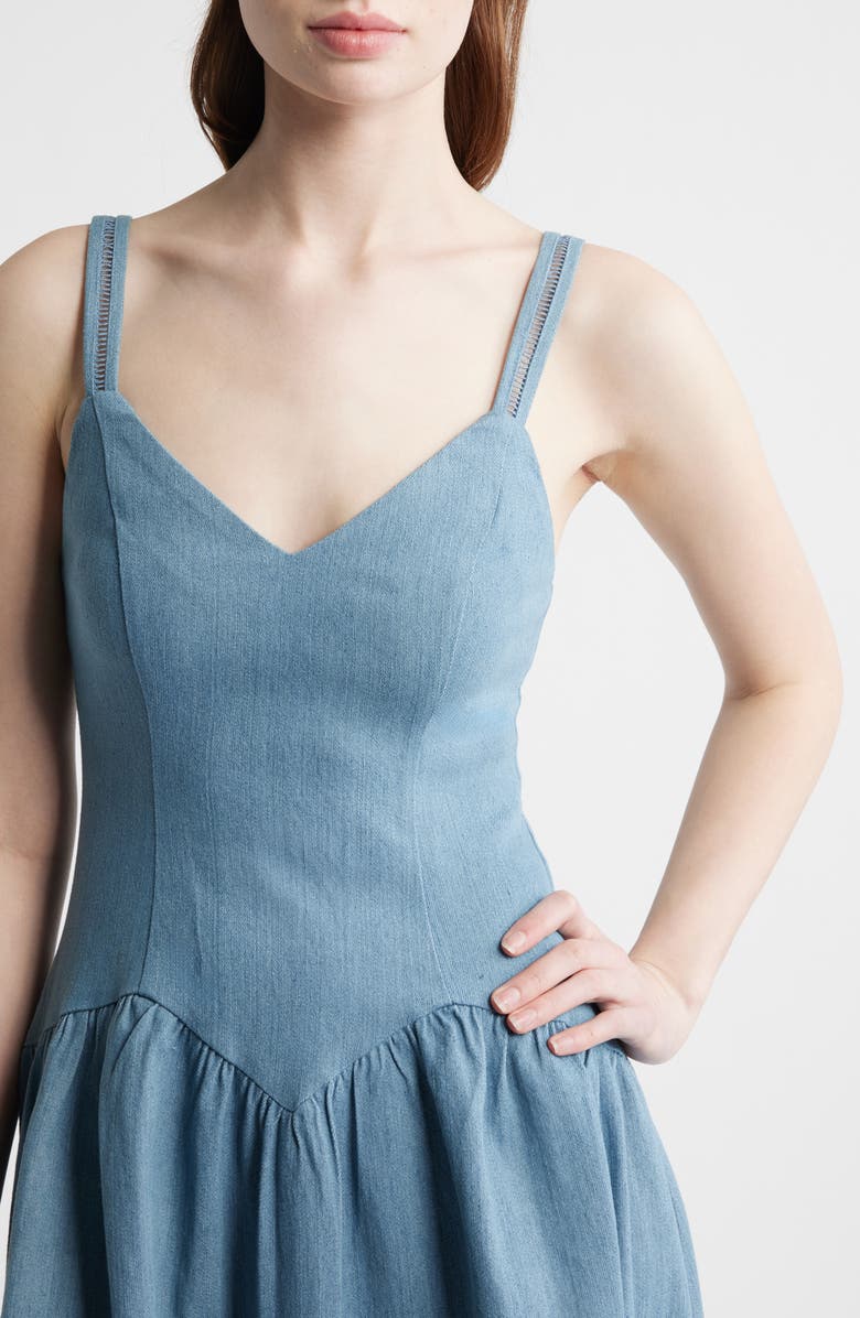 MOON RIVER Eyelet Detail Sleeveless Midi Dress, Alternate, color, Light Blue