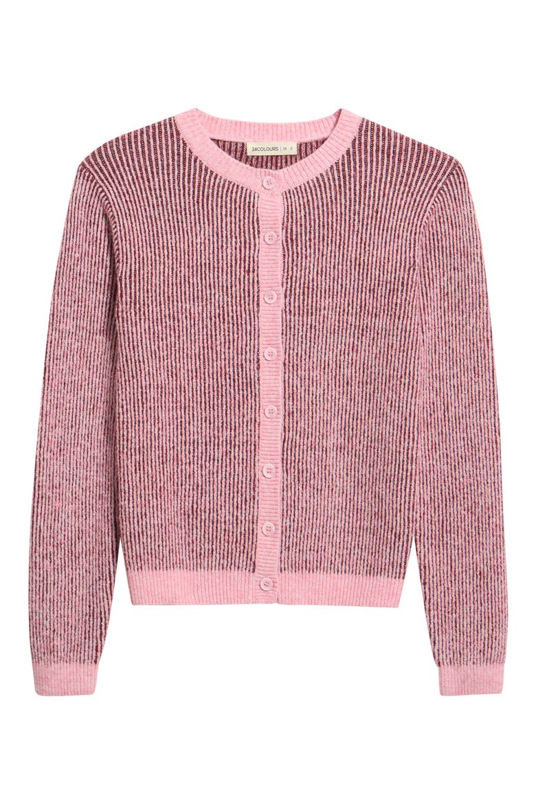 Two-Tone Knit Cardigan, Alternate, color, ROSE