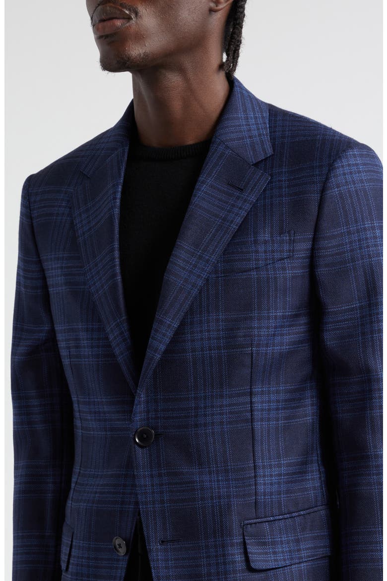 Plaid Achillfarm Wool & Silk Sport Coat, Alternate, color, NAVY