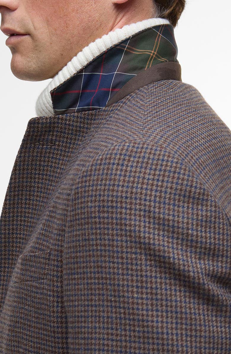 Barbour Holloway Micro Houndstooth Brushed Wool Blend Sport Coat, Alternate, color, Brown