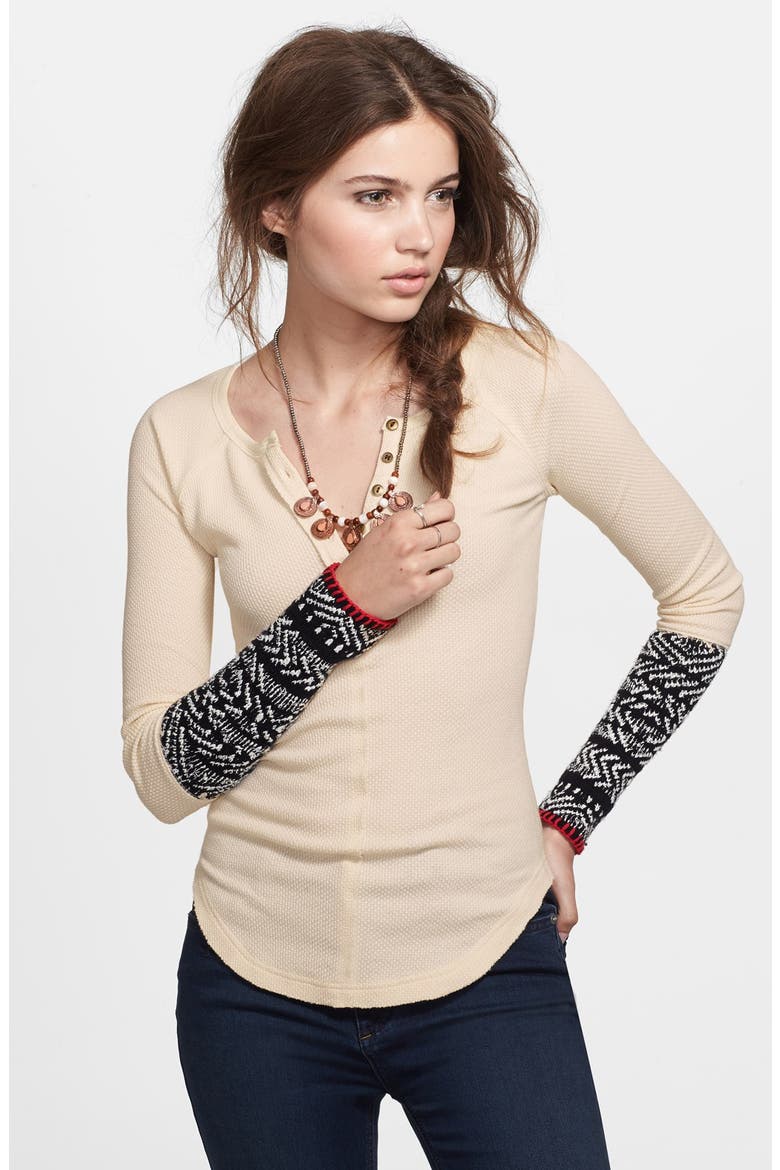 'Alpine Cuff' Knit Cuff Henley, Main, color, IVORY