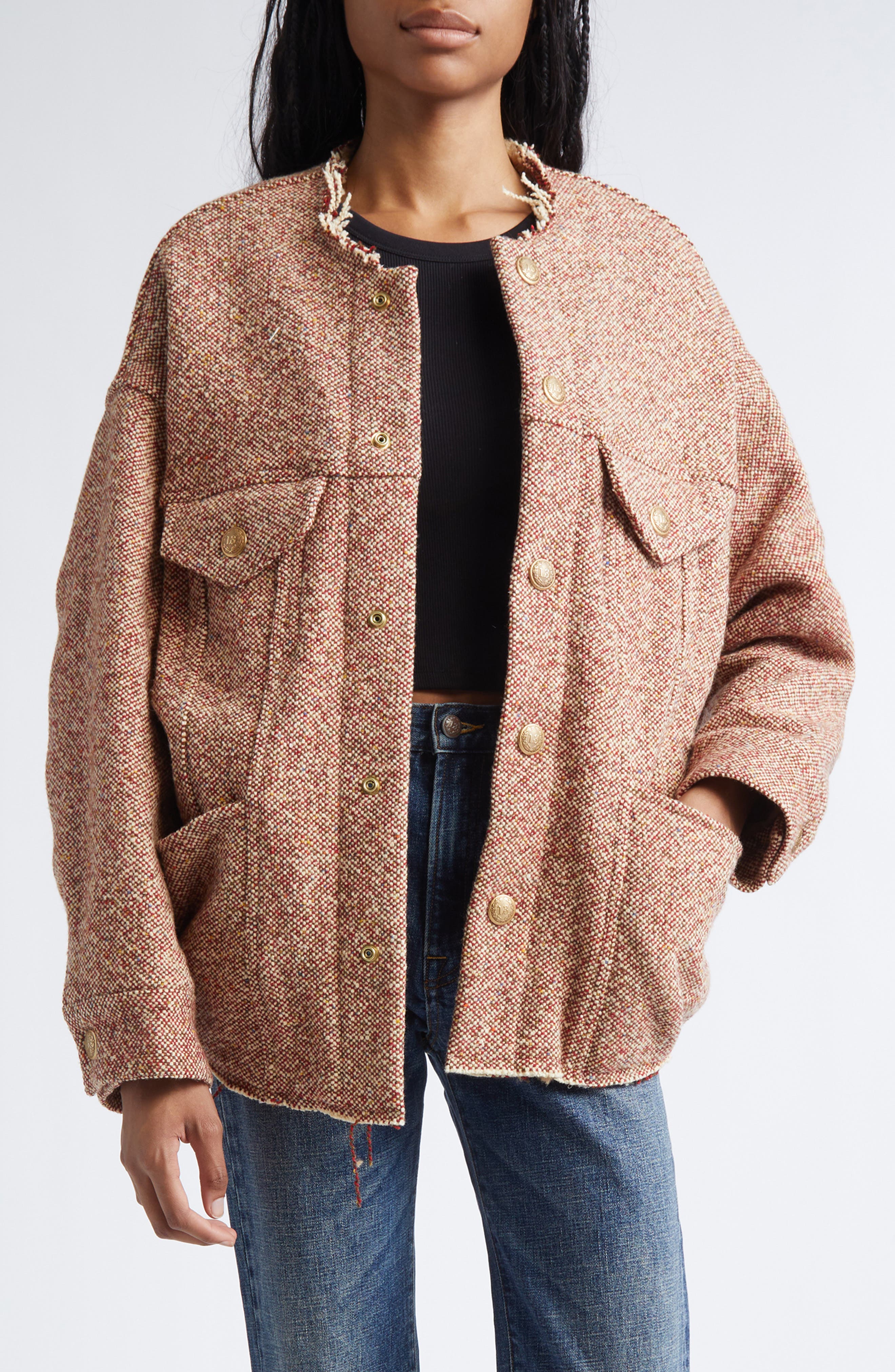 R13 Lacey Trucker Jacket In Brown