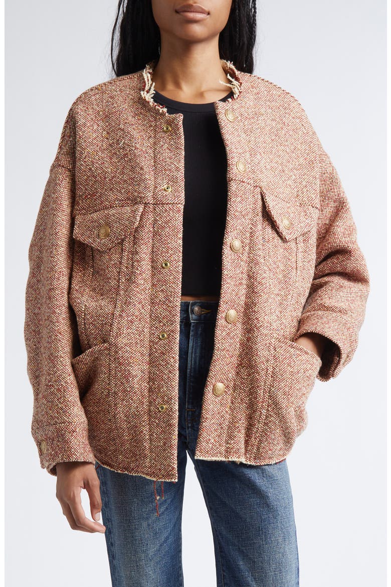Lacey Trucker Jacket, Main, color, RED / CREAM