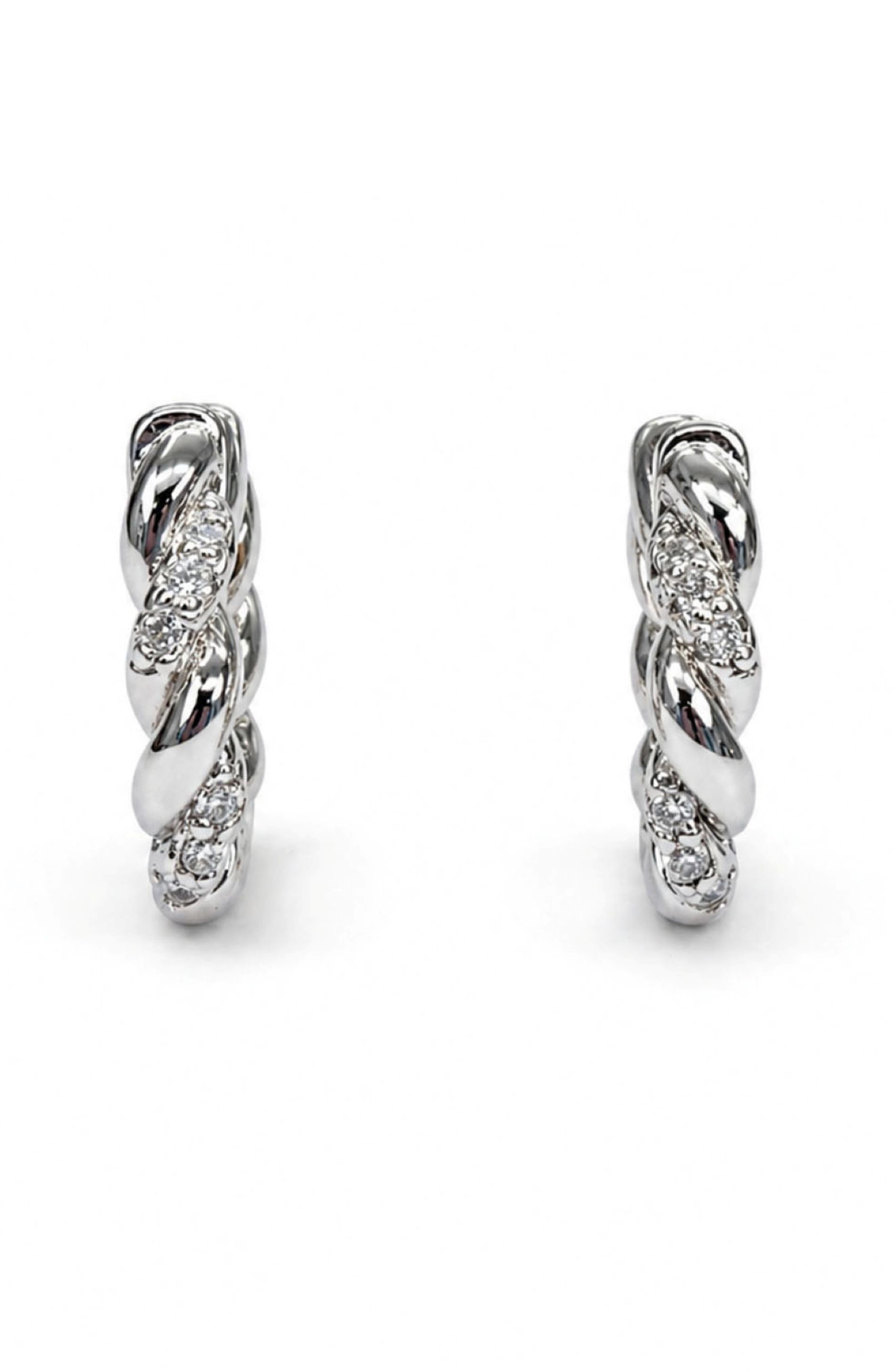 Cubic Zirconia Swirl Huggie Hoop Earrings