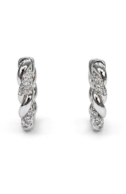 Cubic Zirconia Swirl Huggie Hoop Earrings