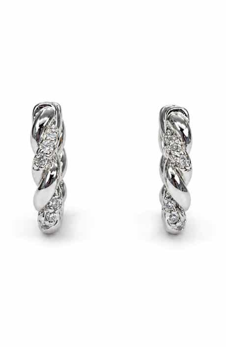 Cubic Zirconia Swirl Huggie Hoop Earrings