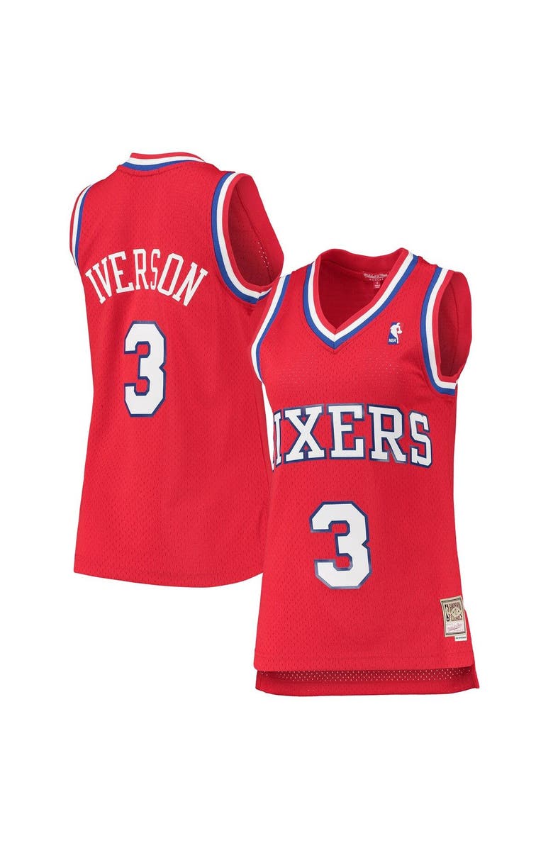 Mitchell & Ness Women's Mitchell & Ness Allen Iverson Red Philadelphia 76ers 2002/03 Hardwood Classics Swingman Jersey, Main, color, Red