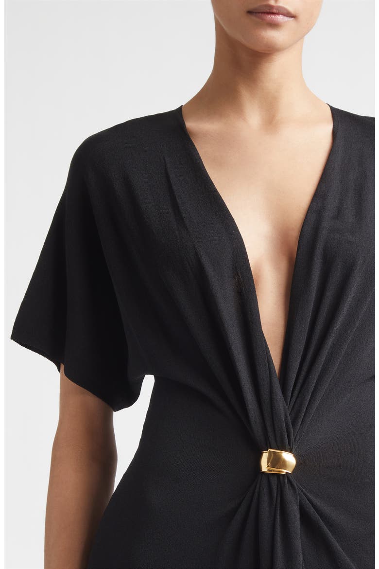 Rene Plunge Neck Sweater Dress, Alternate, color, 000001 BLACK