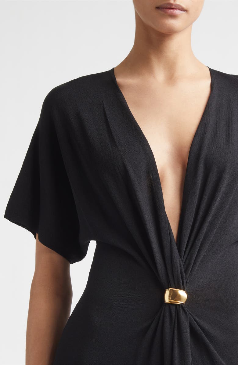 Altuzarra Rene Plunge Neck Sweater Dress, Alternate, color, 000001 Black