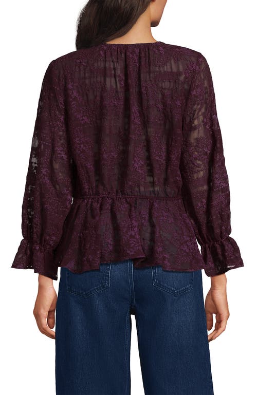 Lands' End Feminine Ruffle Chiffon V Neck Blouse In Multi