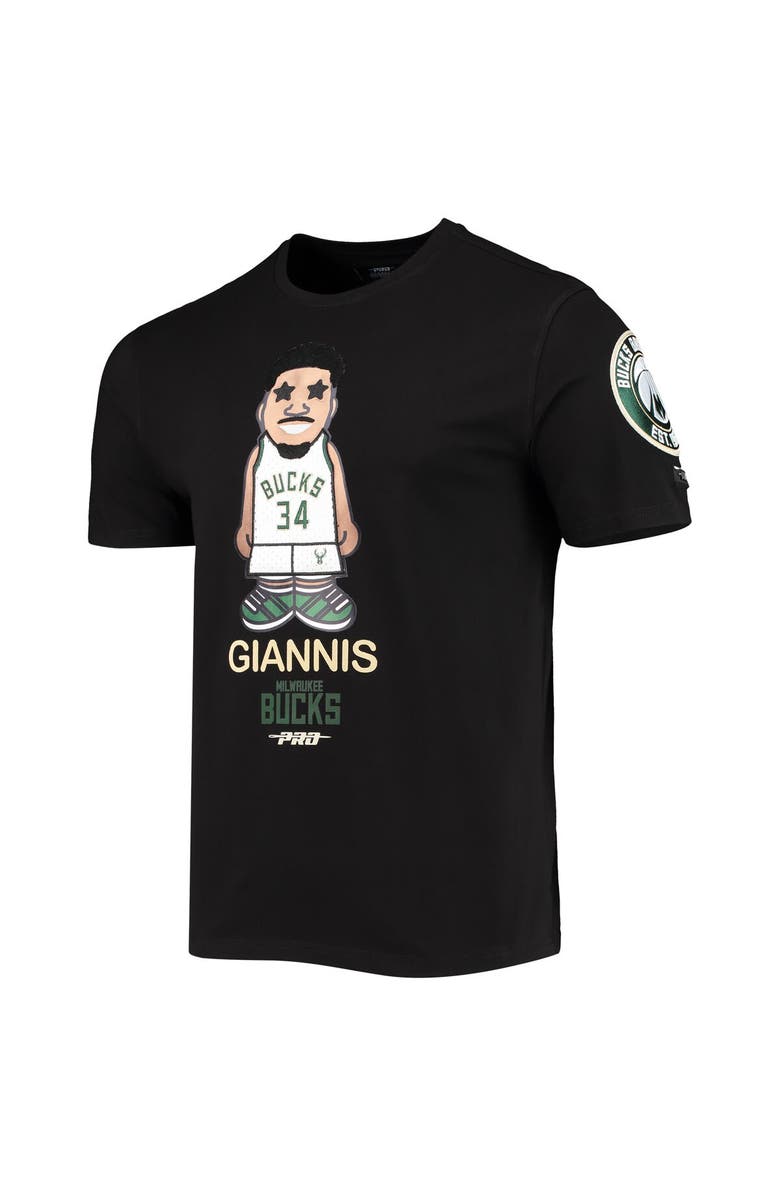 PRO STANDARD Men's Pro Standard Giannis Antetokounmpo Black Milwaukee Bucks Caricature T-Shirt, Alternate, color, 