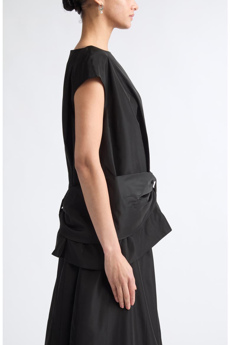 Boxy Bow Detail Satin Top, Alternate, color, BLACK