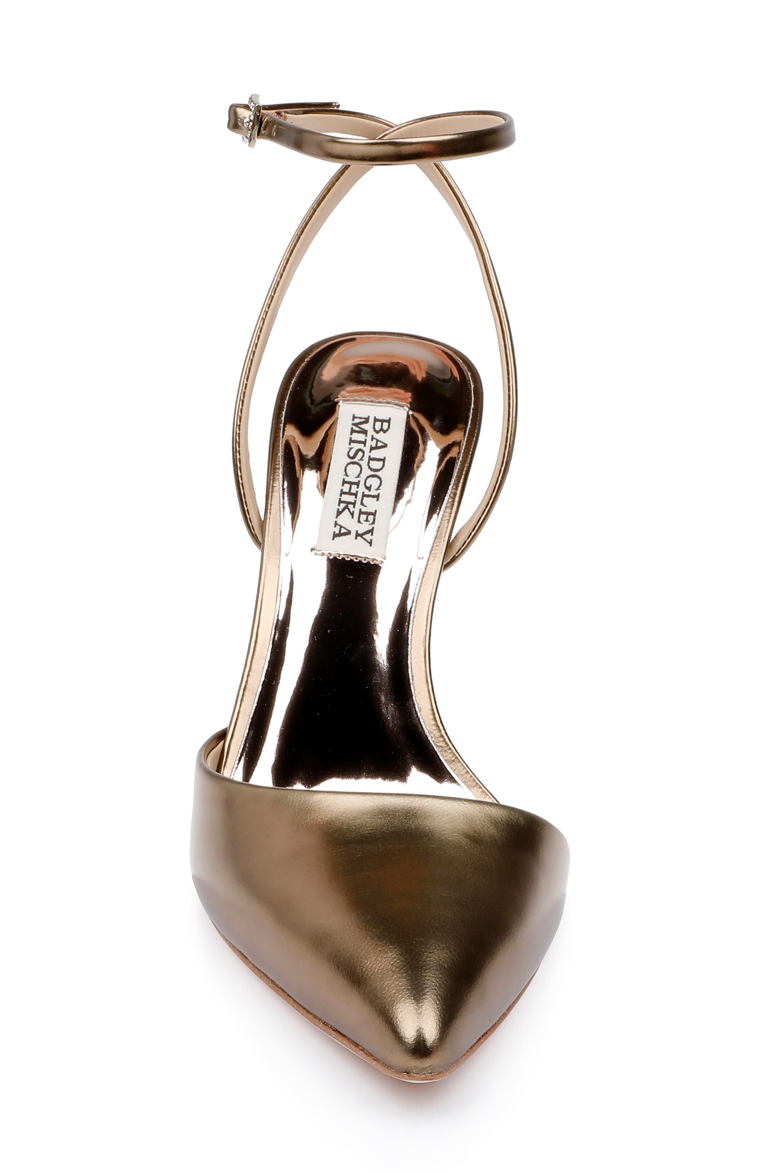 BADGLEY MISCHKA Indie II Ankle Strap Pointed Toe Pump, Alternate, color, Bronze