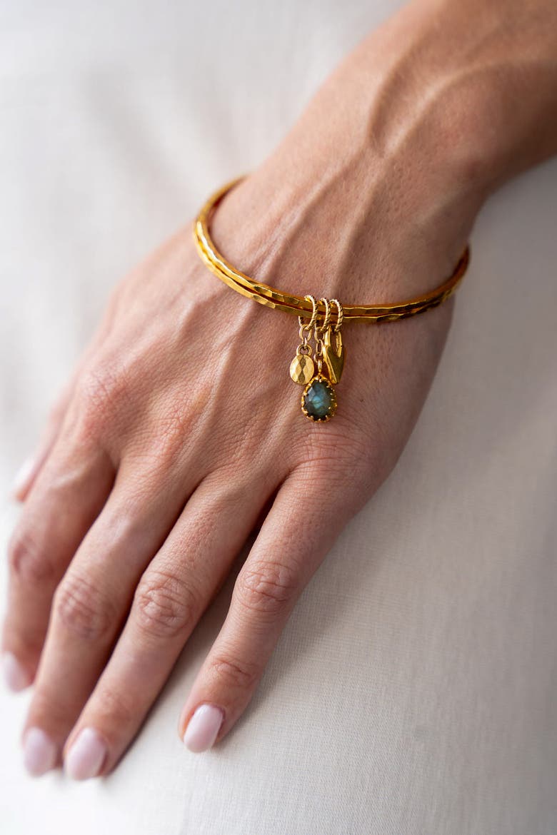 Labradorite Talisman Bangle Bracelet, Alternate, color, Gold