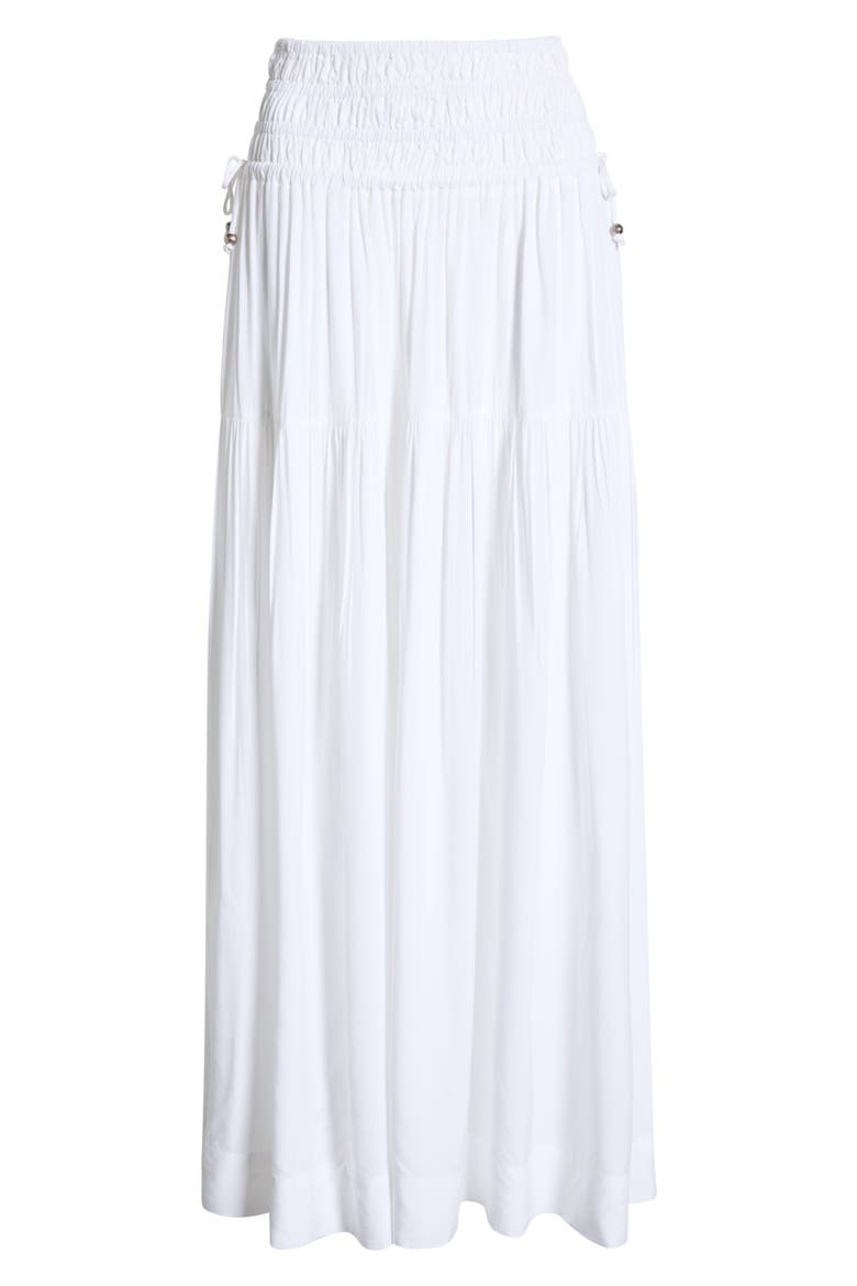 Smocked Cover-Up Midi Skirt, Alternate, color, WHITE