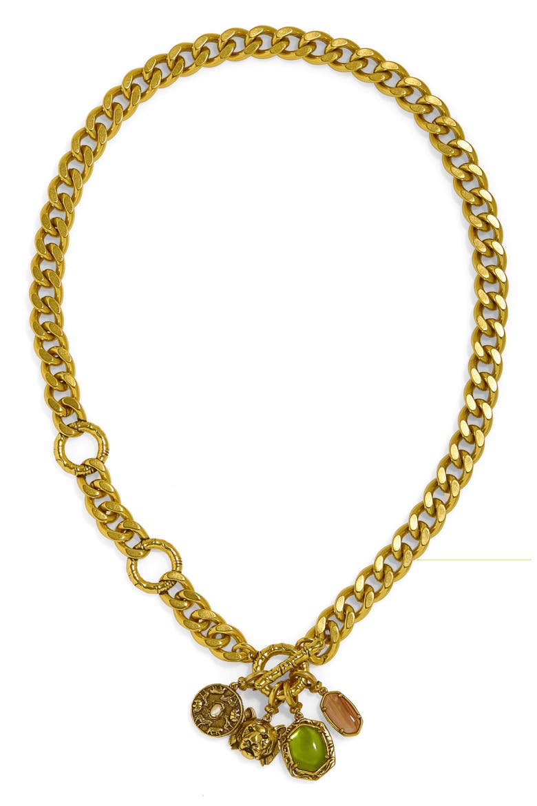 Raina Charm Necklace, Main, color, VINTAGE GOLD MULTI MIX