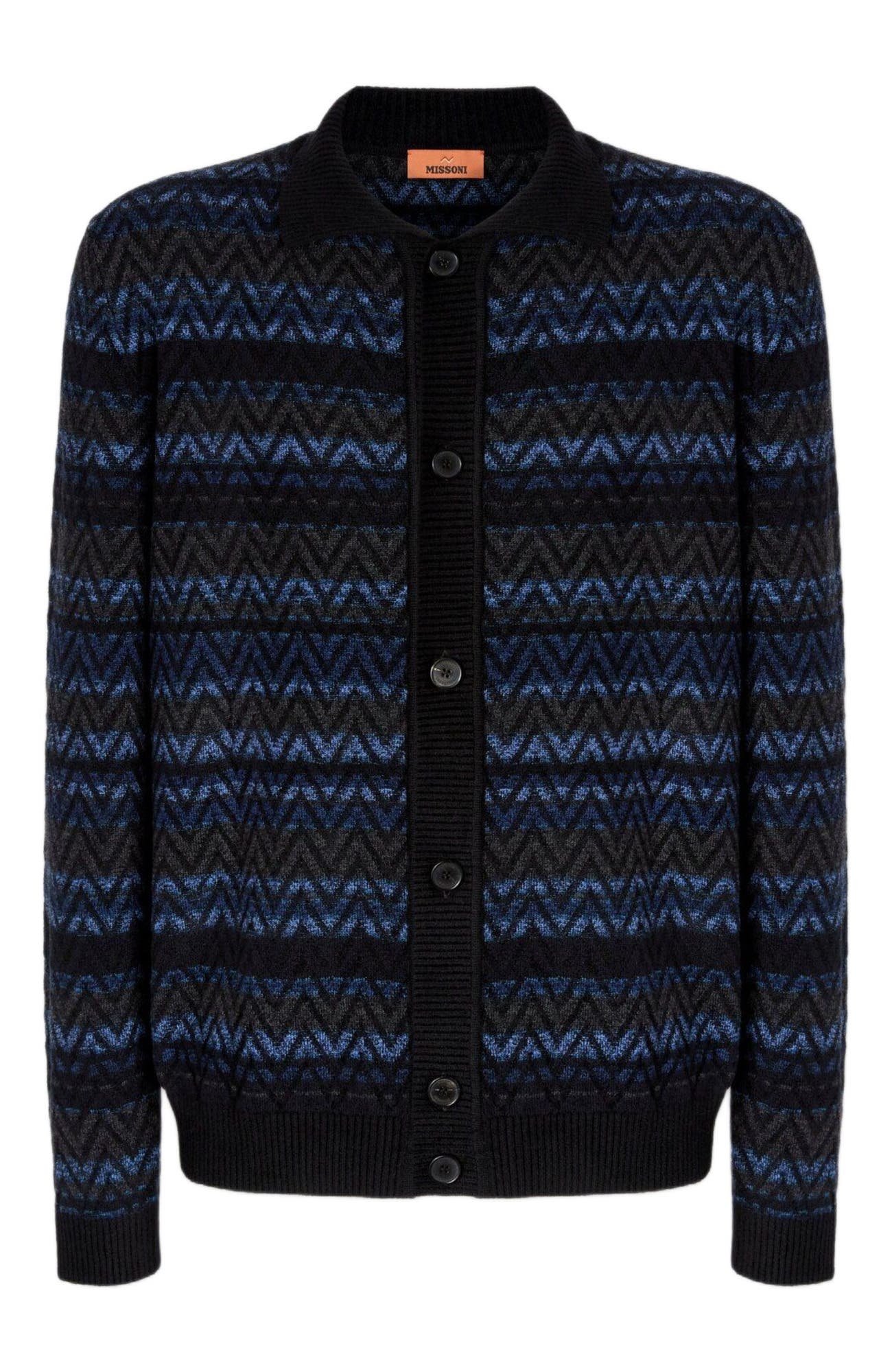 Cardigan With Zigzag And Stripe Pattern - image 2