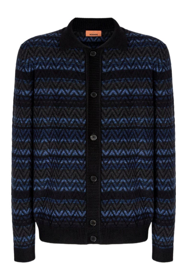 Cardigan With Zigzag And Stripe Pattern, Alternate, color, Black & Blue