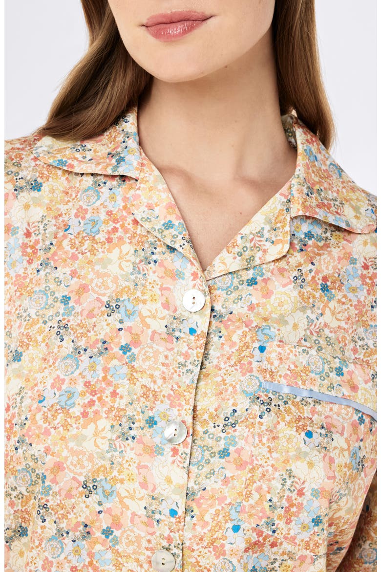 Carly Floral Print Cotton Sateen Pajamas, Alternate, color, HONEY YELLOW