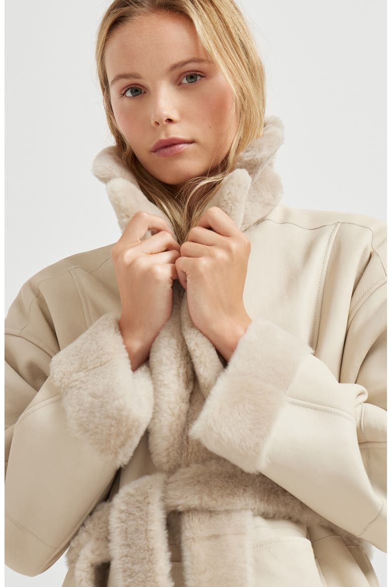 Shearling reversible coat, Alternate, color, Cool Beige
