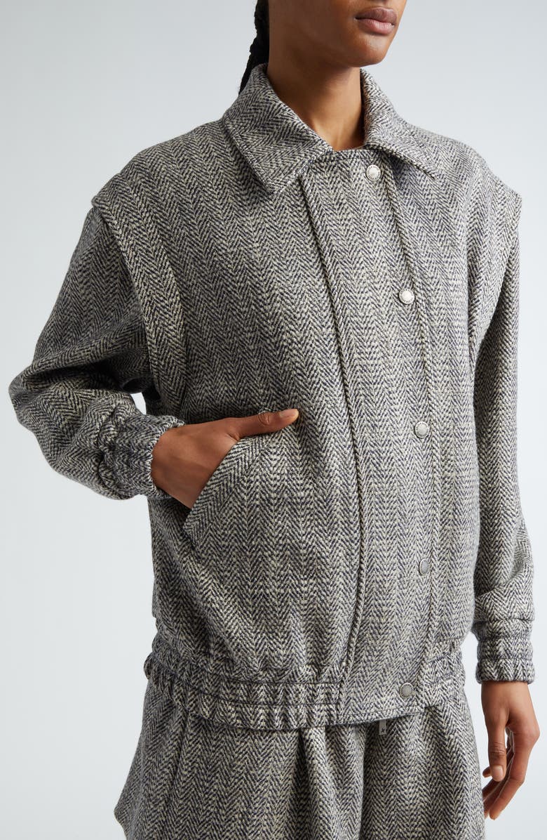 Golden Goose Journey Wool Blend Herringbone Bomber Jacket, Alternate, color, Midnight/ Ecru