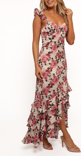 ワンピース MEDI DECALCOMANIA CHIFFON DRESS A-Line Sweetheart Floor Length Chiffon Bridesmaid Dress