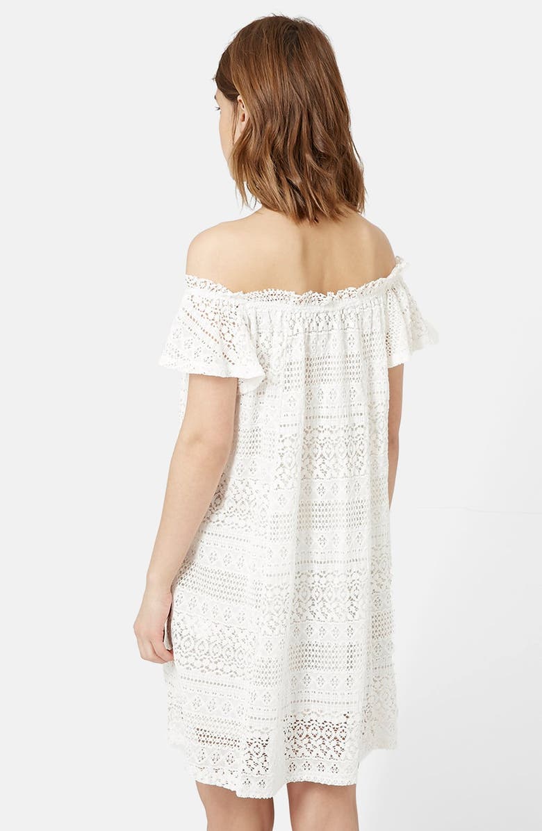 Topshop Lace Off the Shoulder Dress, Alternate, color, 