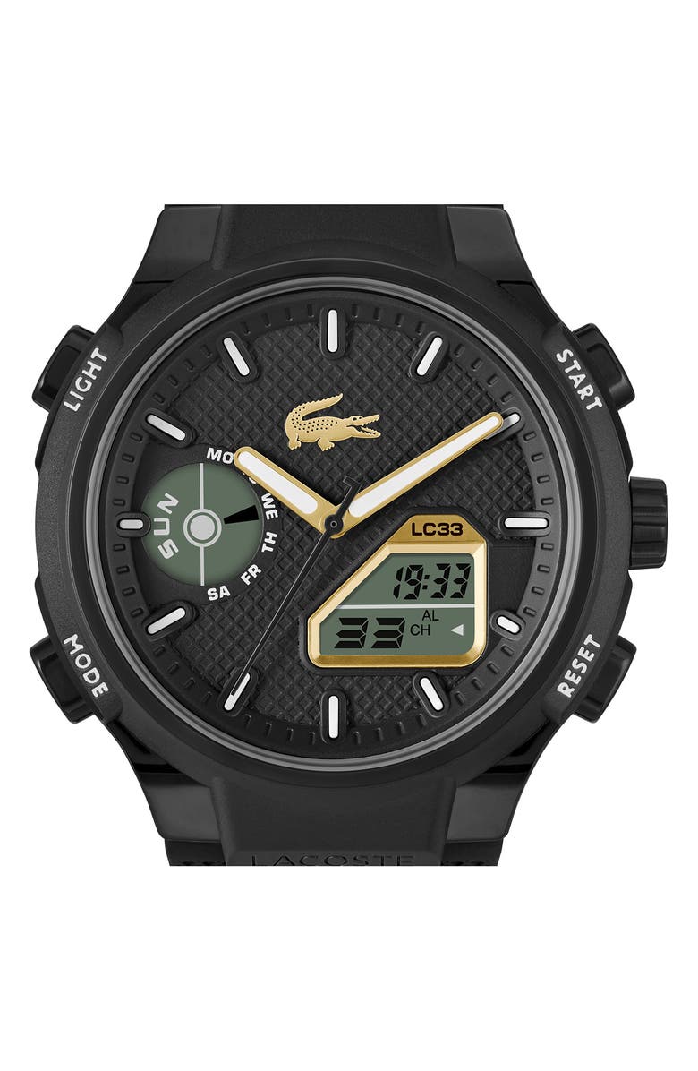 Lacoste LC33 Silicone Strap Watch, 45mm, Alternate, color, Black