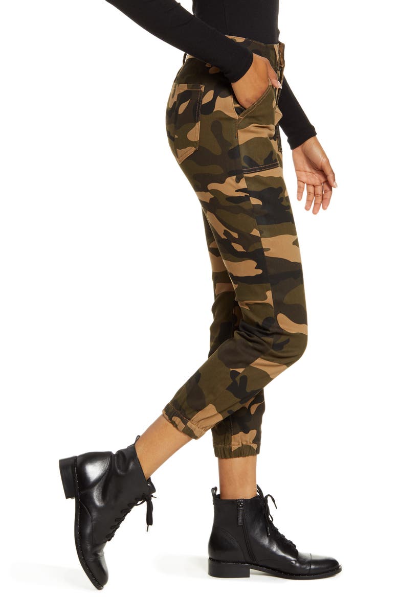 Camo Stretch Denim Joggers, Alternate, color, BEIGE