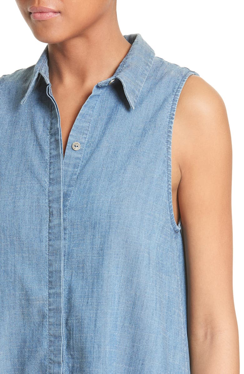 Alice + Olivia Anisa Sleeveless Chambray Tunic, Alternate, color,