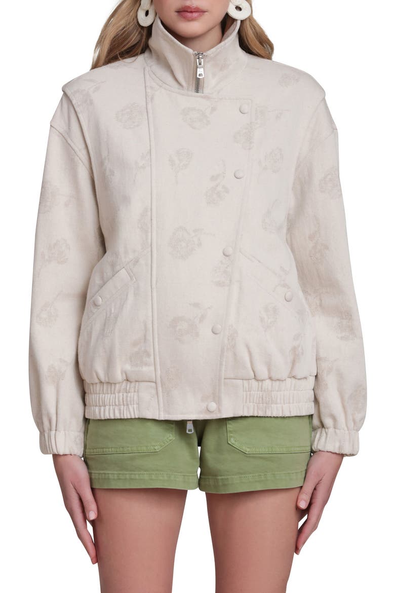 Cotton & Linen Blend Bomber Jacket, Main, color, ECRU