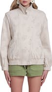 Avec Les Filles Cotton & Linen Blend Bomber Jacket