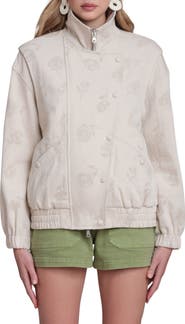 Avec Les Filles Cotton & Linen Blend Bomber Jacket