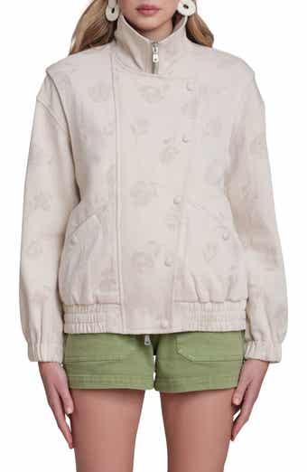 Avec Les Filles Cotton & Linen Blend Bomber Jacket